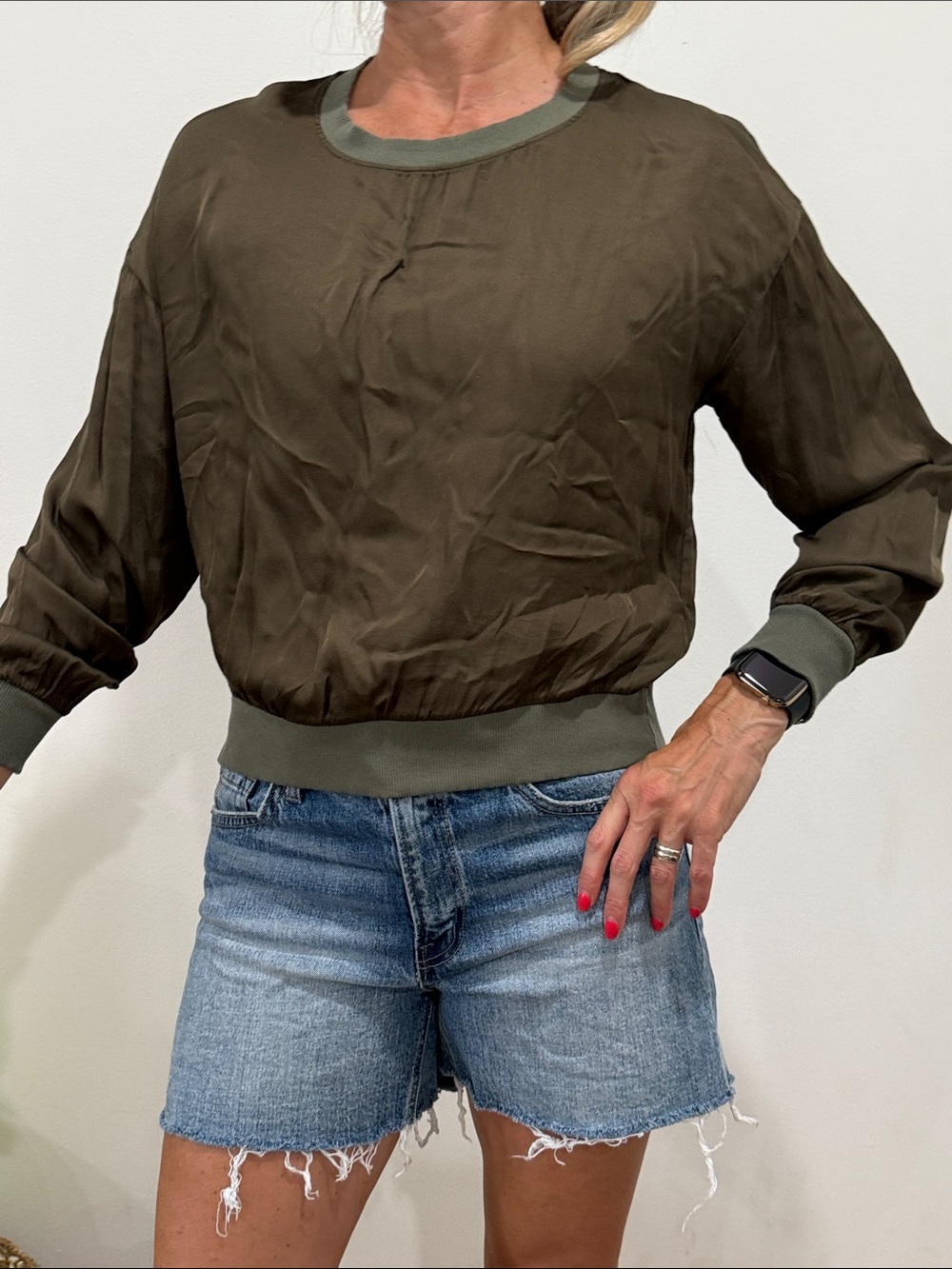 Nation LTD Olive Green Bomber Pullover